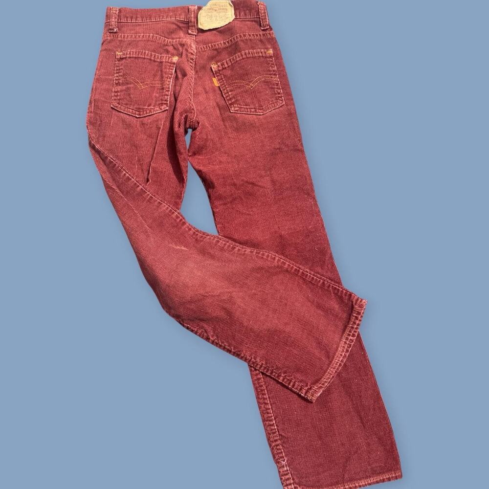 Vintage Orange Tab Levi's Corduroy Pants Size 25”W XS Burgundy Red Brown 70/80s